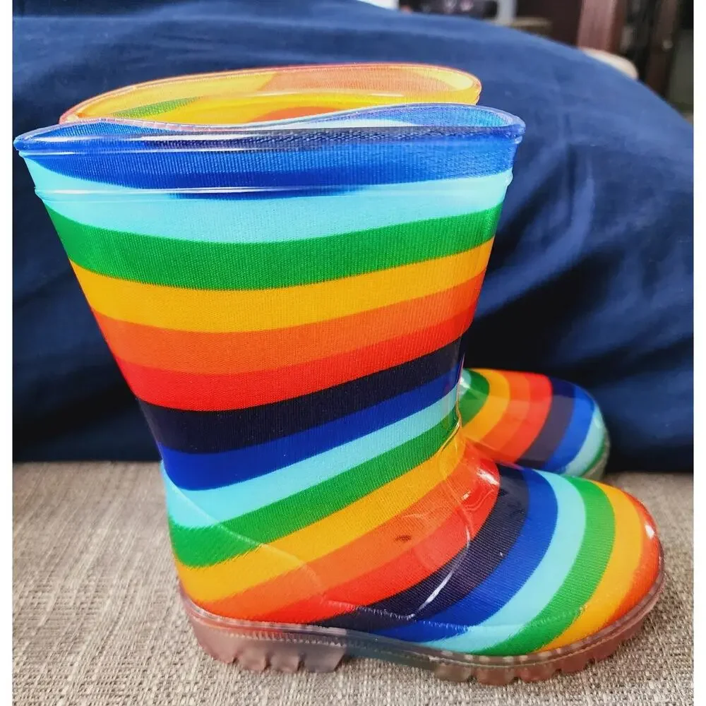 Jasom Girls Rainbow Rubber Rain Boot. Size 7 New with Original pkg. Style 86759